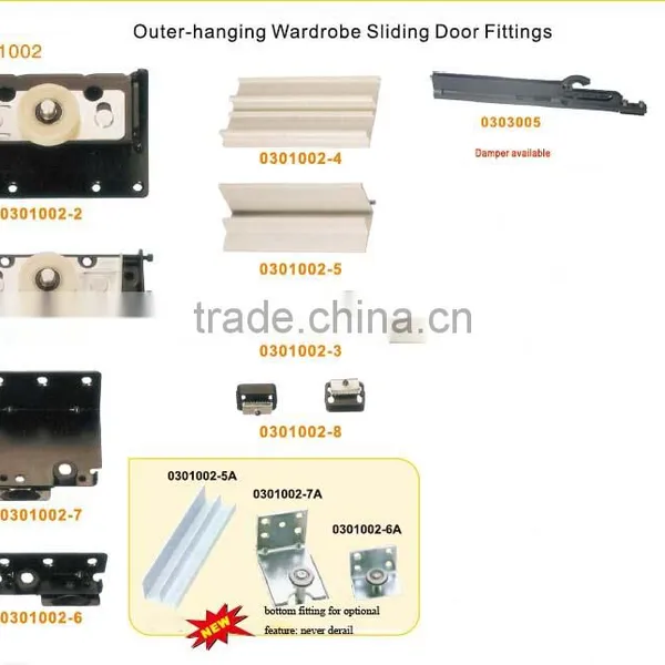 Outer-hanging Type Sliding Door Hardware for Wardrobe Cabinet Sliding Door Hardware