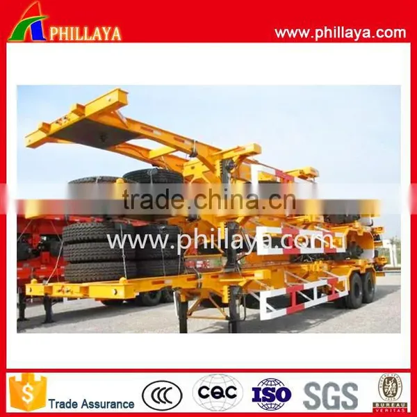Africa 20ft 53ft 40 Feet 3 Axles 40ft Skeleton Trailer for Transport Container photo-2