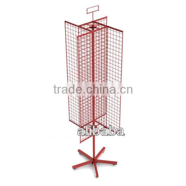 4 Sided Spinning Metal Grid Mesh Display Rack With Sign Holder photo-5