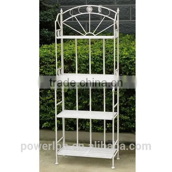 POWERLON Shabby Chic Durable 3-tier Metal Corner Garden Shelf Flower Plant Stand Anti White photo-4