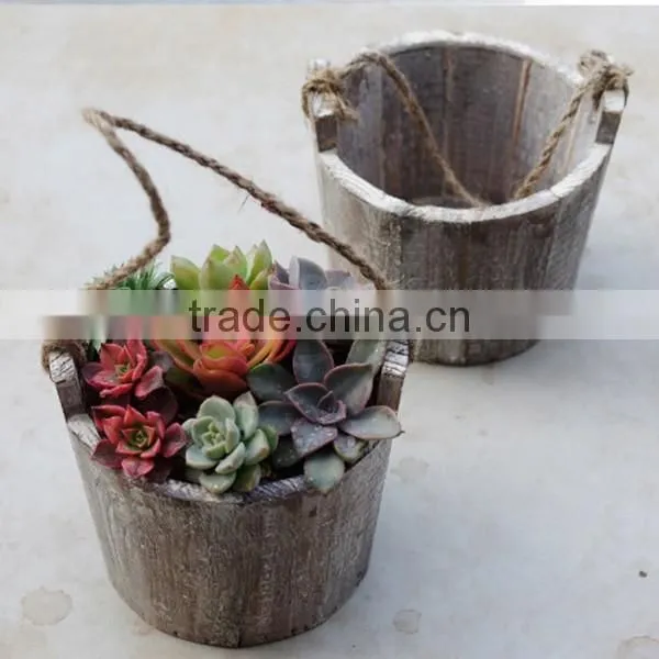 Succulent Plant Small Wood Hanging Planter photo-2