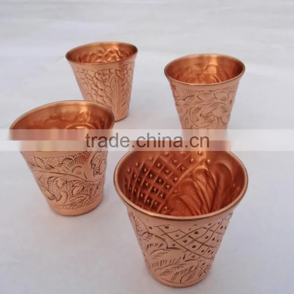 BPA FREE 100% PURE COPPER 2 OZ EMOSSED DESIGN SHOT GLASSES, COPPER SHOT MEASURING CUPS photo-6