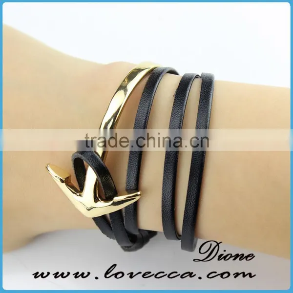 China Manufacturer Popular Anchor Bracelet for Men and Women Leather Bracelet photo-6