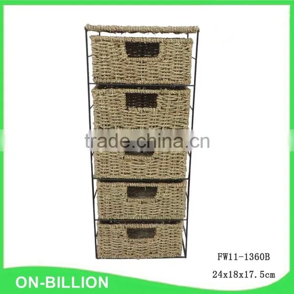 5 Drawer Storage Unit Seagrass Storage Drawer photo-3