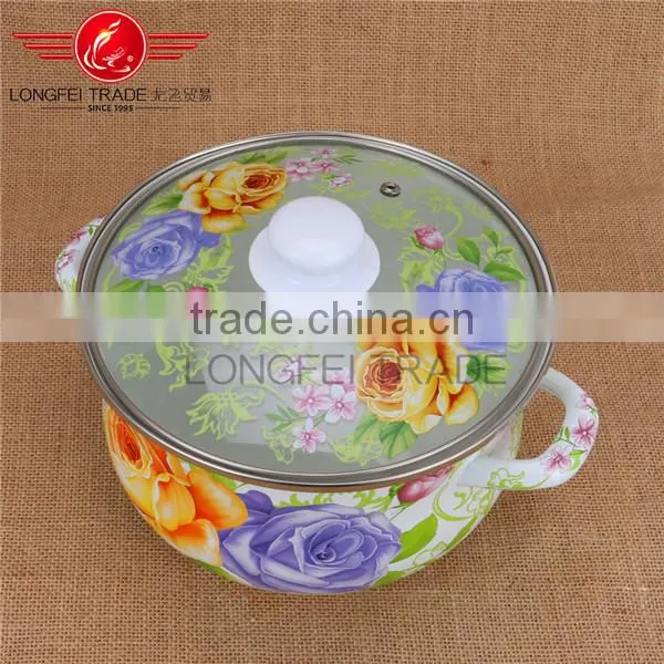 Beautiful Design Enamel / Ceramic Kitchen Nonstick Cookware Pot Set With Glass Lid photo-4