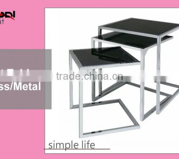 Home Furniture Steel Center Table Modern Glass Nesting Table photo-2