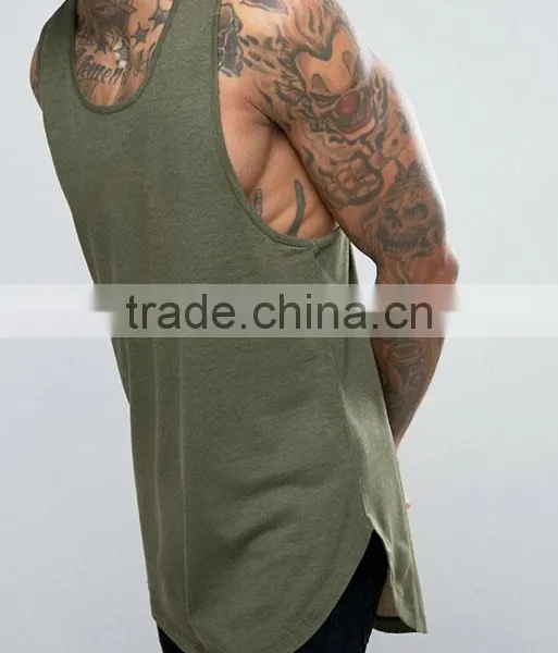 High Quality New Design Custom Green Color Gym Wear Comfortable 100% Cotton Fashion Men's Sport Tops photo-3