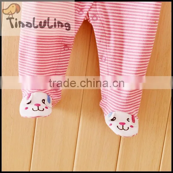 New Arrival Baby Rabbite Stirpe Easter Pink Footed Pajamas Fleece Winter Sleepwear photo-5