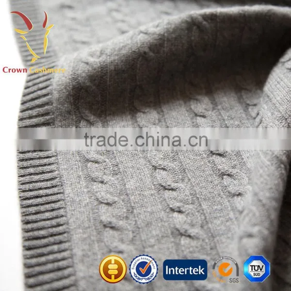 100% Cashmere Wool Cable Knitted Baby Blanket photo-2