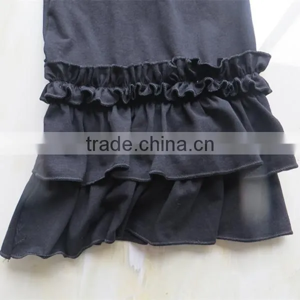 DYJ-084 Plus Size Adult Women's Ruffled Capris Ladies Plain Black Cotton Palazzo Buttoms Mommy and me Casual Pants photo-5