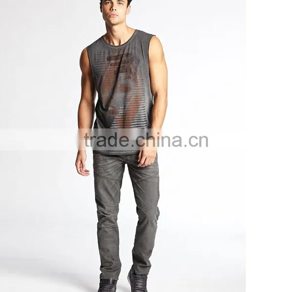 Guangzhou Latest Designed Casual Summer O-neck 160g 100% Cotton Cut-off Shirts Mens Muscle T Shirt Sleeveless photo-3