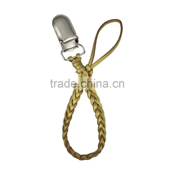 Baby Boy/Girl Dummy Pacifier Soother Nipple Leash Strap Chain Clip Holder Braided Leather photo-4