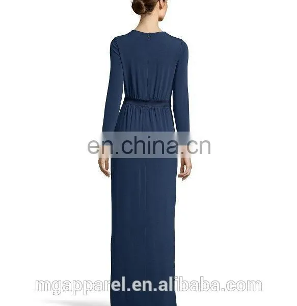 High Quality Elegant Blue Pictures of Long Ladies Wedding Gown photo-2