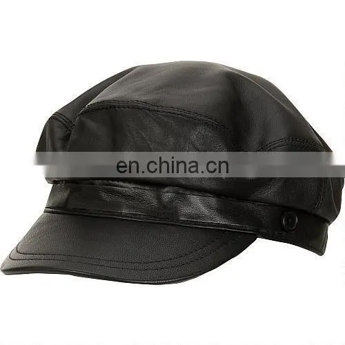 LEATHER GOLF CAP BLACK DRIVING HATS