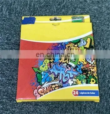 High Quality Stationery 7 " Triangular Color Plastic Pencil 24pcs Set With Sharpener