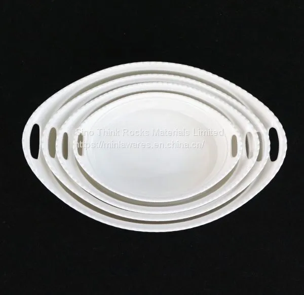 High Quality Hotel Used White Oval Melamine Bowl With Handle photo-3