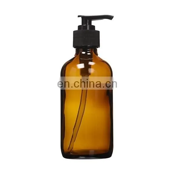 Professional Glass 8 oz Boston Round Bottle With BPA Free Dispensing Pump photo-3