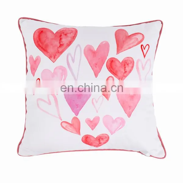 Happy Valentine's Day Decorative Throw Pillow Case Sweet Love Pink Square Cushion Cover for Home Decor photo-2