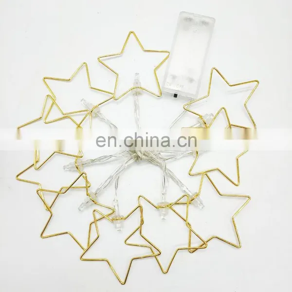 Holiday Decoration Christmas Led Light Metal Star Shaped String Lights Golden Fairy Lights For Home Party Decoration photo-2