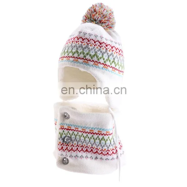 Winter Hat Scarf Gloves Set Girl Boy Earflap Beanie Fleece Warm Kids Autumn Skiing Accessory Outdoor Thermal For Toddler Baby photo-2