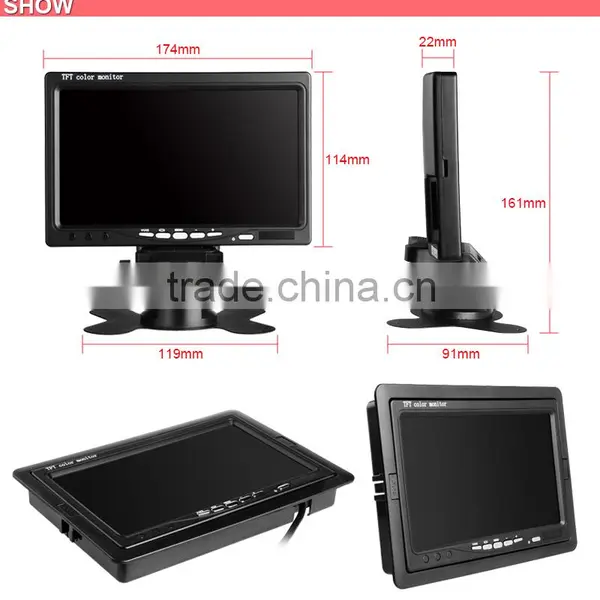 Hot Selling 7inch Color Car Monitor LCD TFT Monitor For Vehicle With 2 Channel Video Input photo-4