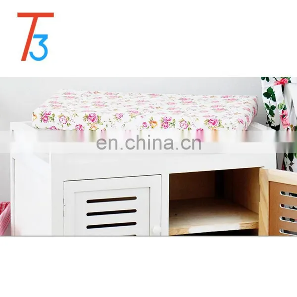 Wooden Storage Unit Bench Wicker Rattan Drawers Baskets Cushion Seat photo-2