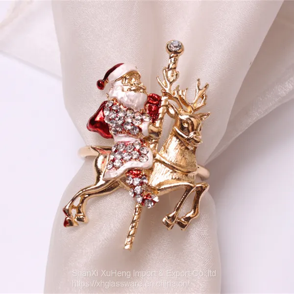 Delicate Letter Merry Christmas Table Decors for Holiday Wedding Banquet Birthday Diamonds Napkin Ring photo-4
