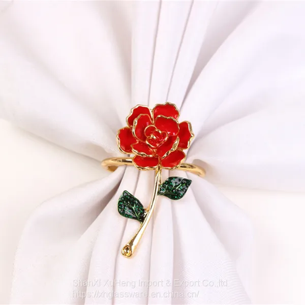 Rose Flower Serving Napkin Rings Valentine's Day Napkin Rings Wedding Party Ornaments For Napkins Table Decor photo-4