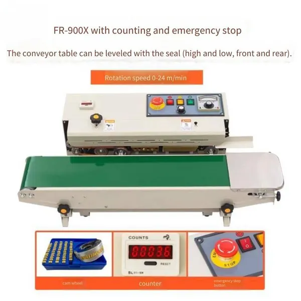 Small Fr-900 Continuous Sealing Machine, Counting Plastic Bag Sealing and Heat Sealing Machine, One-year Warranty, in Stock