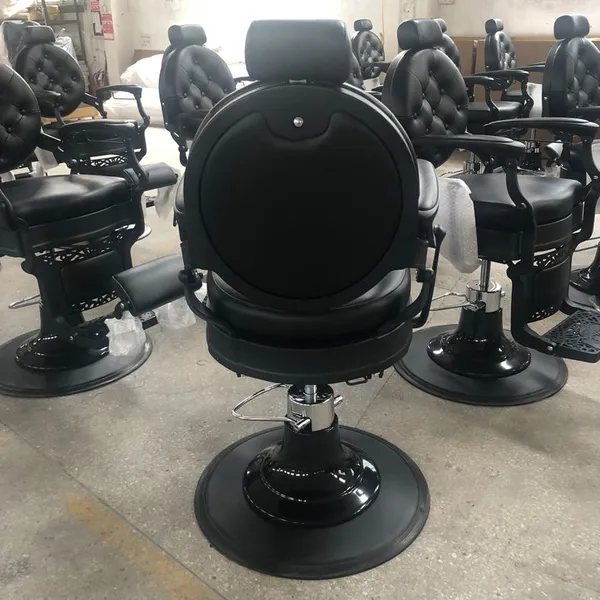 Hot Sale New Classic Barber Chair and Barber Station Design Heavy Duty Antique Style Barber Chair With Bronze Rivets photo-2