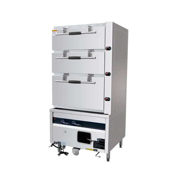 High Capacity Gas 3 Doors Seafood Steamer for Catering and Food Processing