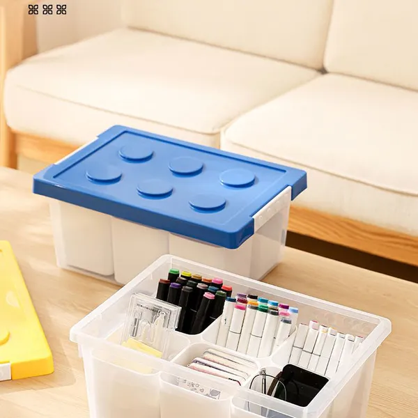 Clear PP Plastic Storage Bins With Lids Multipurpose Stackable Organizing Boxes for Crafts and Crayons