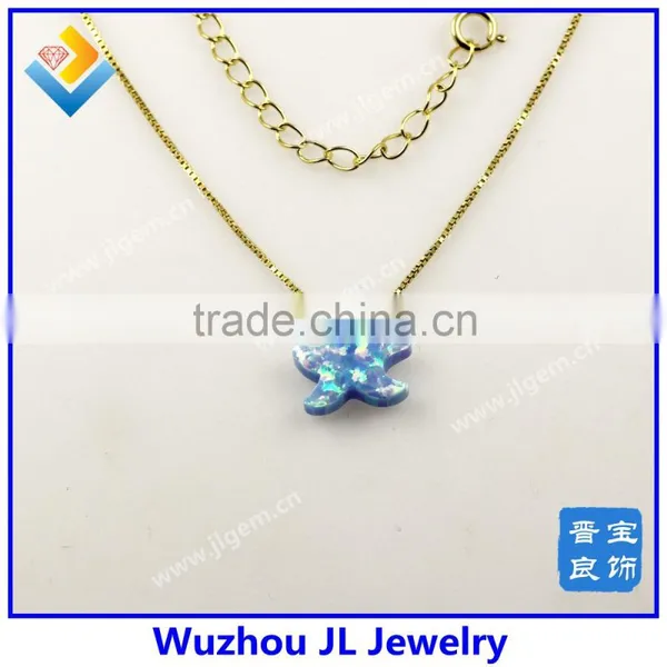 Synthetic S925 Silver 18K Chain Sea Star Opal Necklace With High Quality for Dresses Jewelry photo-5