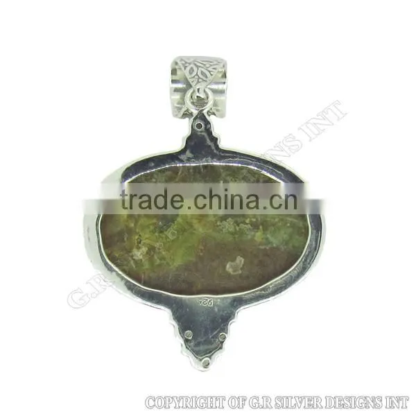 Natural Green Penny Opal Gemstone Pendant,sterling Silver Pendant Bezel,jewelry Suppliers From India photo-2