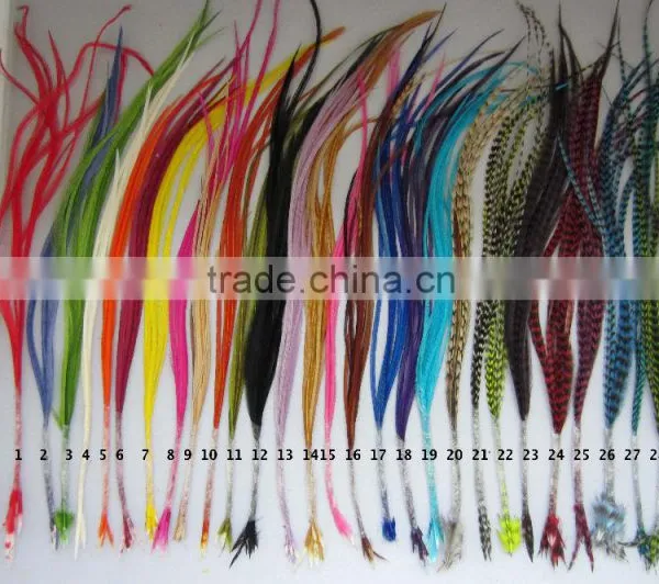 2016 Most Popular Clip-feather Striped Ombre Solid Feather for Hair Extension Feather With Micro Ring Beads Quality Choice photo-2