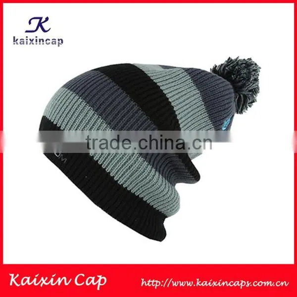 2014 Top Ball Custom Logo Design Acryl Beanie Knit Hat 100% Acryl Knit Cap