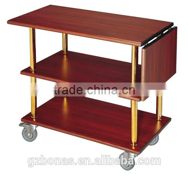 Three Layers Wood Tea Trolley, Antique Wooden Serving Trolley photo-4