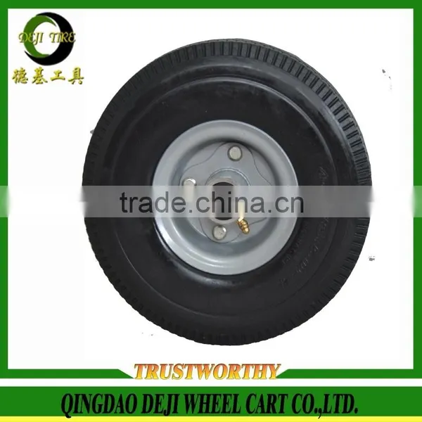 3.50-4 China DEJI Supplier Wheelbarrow Wheel Steel Rim Pneumatic Rubber Wheel photo-2