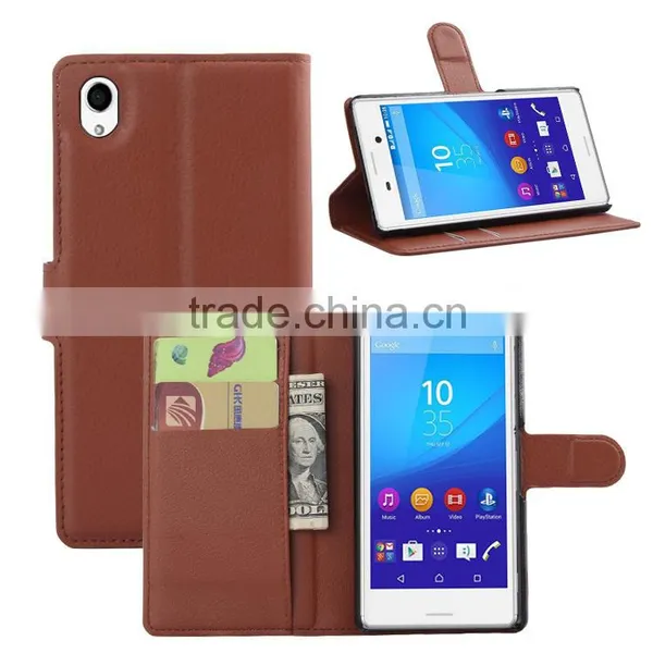 Hot Selling Two Mobile Phone Leather Flip Case For Sony M4 Leather Case photo-3