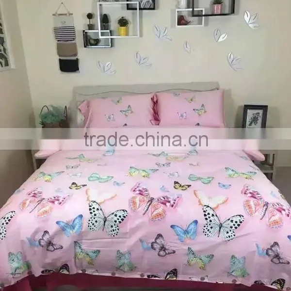 New Design Reactive Printed Bedding Sets Butterfly Print Duvet Cover and Pillow Covers