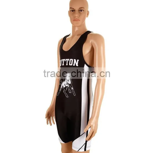 Custom Brand Usa Sublimated Blank White Black Wrestling Singlets photo-2