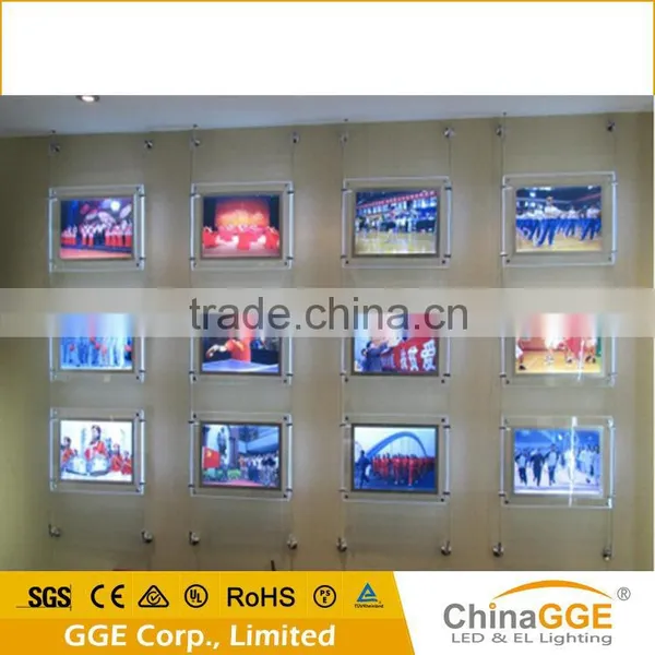 Suspended Acrylic Crystal Window Display Hanging Photo Pockets Light Box photo-3