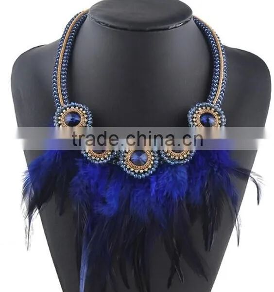 Factory Handmade New Fashion Design Real Feather Necklace for Women photo-2