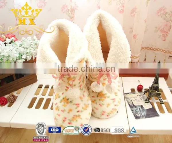 Shining Trim Warm Winter Faux Fur Glitter Ankle Indoor Boot for Girls photo-6
