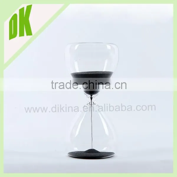 Gorgeous large clear hourglass with black sand. hourglass - 30 minute timer. wholesale custom glass sand timer