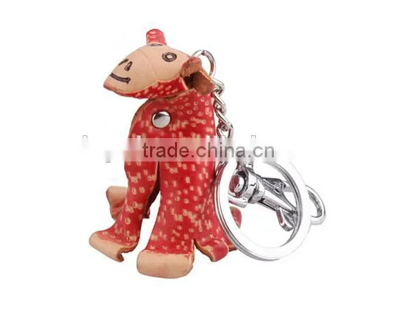 Animals Leather Animal Keychain With Metal Keychain Keyring Cheap Leather Keychain