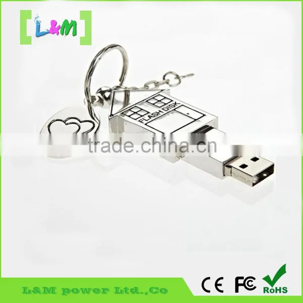 House Shape Metal Usb Flash Drive With Free Keychain,high Speed Metal Usb photo-4