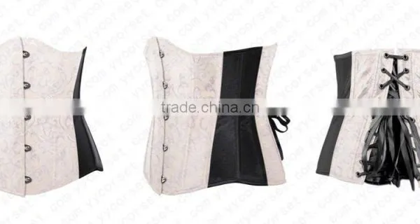 Hot Sale Heavy Brocade Fabric Full Steel Boned Tight Lacing Back Support Corset photo-2