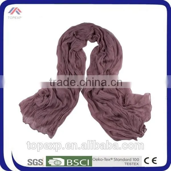 Single Color Chiffon Scarf Crinkle Medium Scarf photo-2
