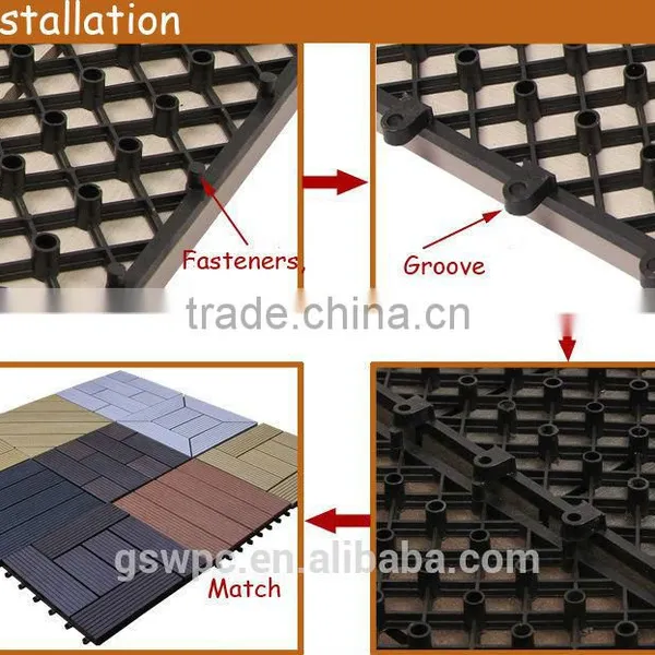 Outdoor Composite Decking Floor Tile for Outdoor,washing Room,Balcony/NEW WPC DIY Tiles/wood-plastic Composite Material photo-6